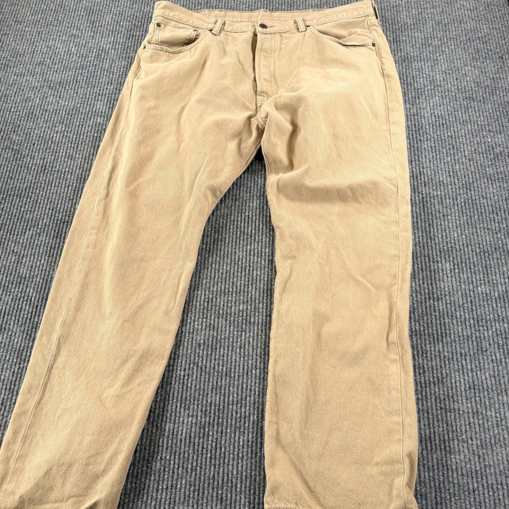 Levis 501 Original Fit Straight Leg Button Fly Jeans Mens 38x30 Tan Khaki